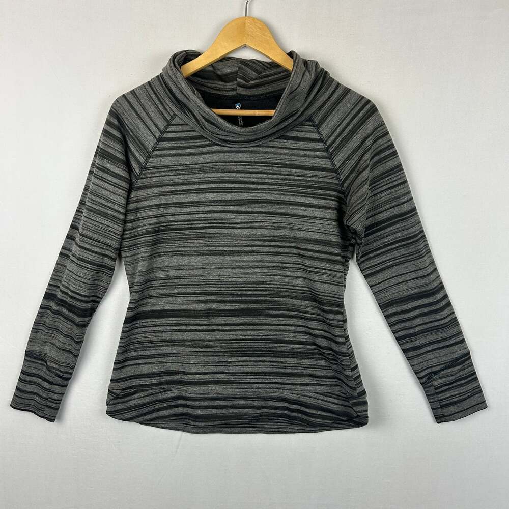 Kuhl Piper Cowl Neck Pullover Sweater Gray Striped 4201 Women's Size S